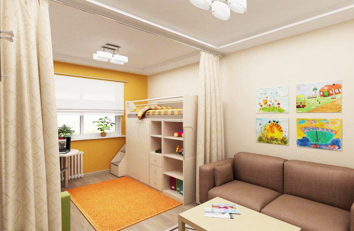 Kinderecke im Inneren eines Studio-Apartments