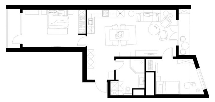 Grundriss einer Dreizimmerwohnung