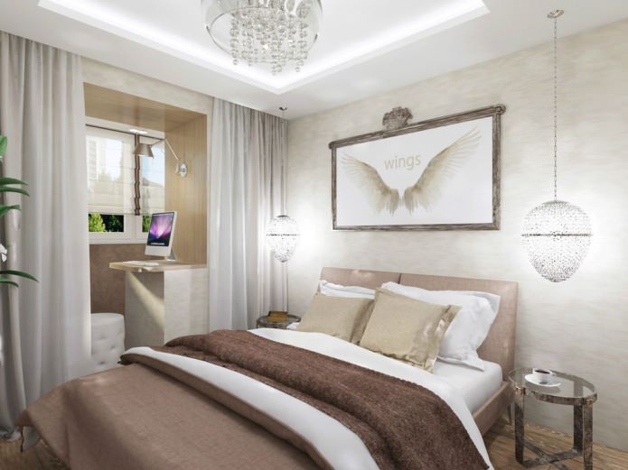 Gemütliches Schlafzimmer mit Arbeitsbereich