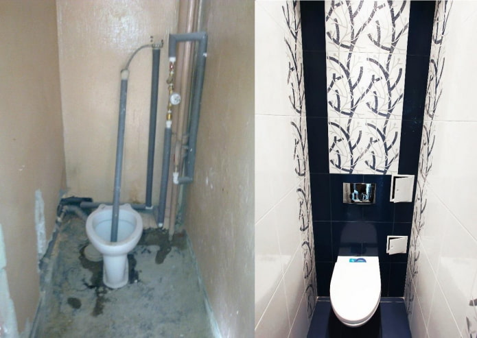 Foto vor und nach der Toilettenrenovierung