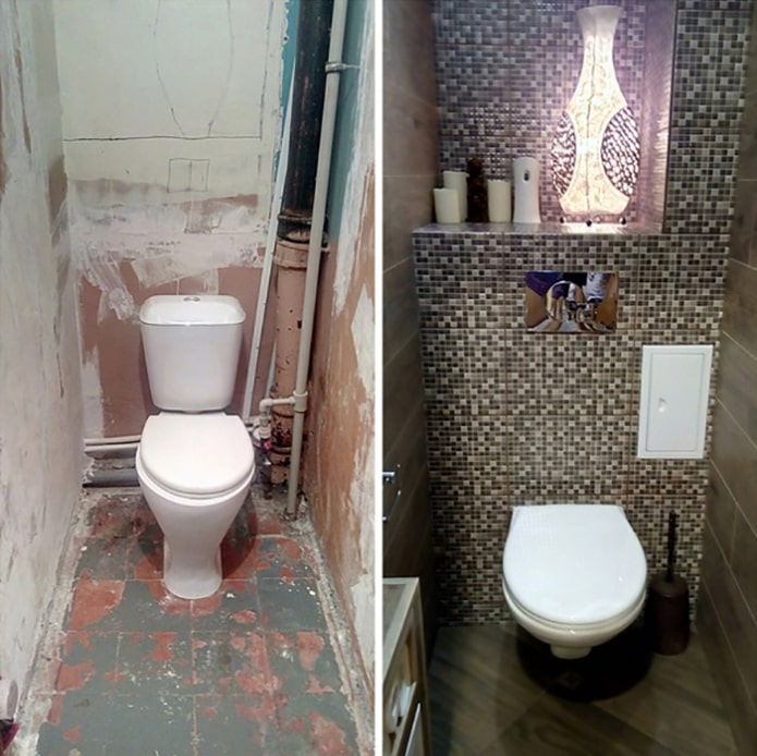 Foto vor und nach der Toilettenrenovierung