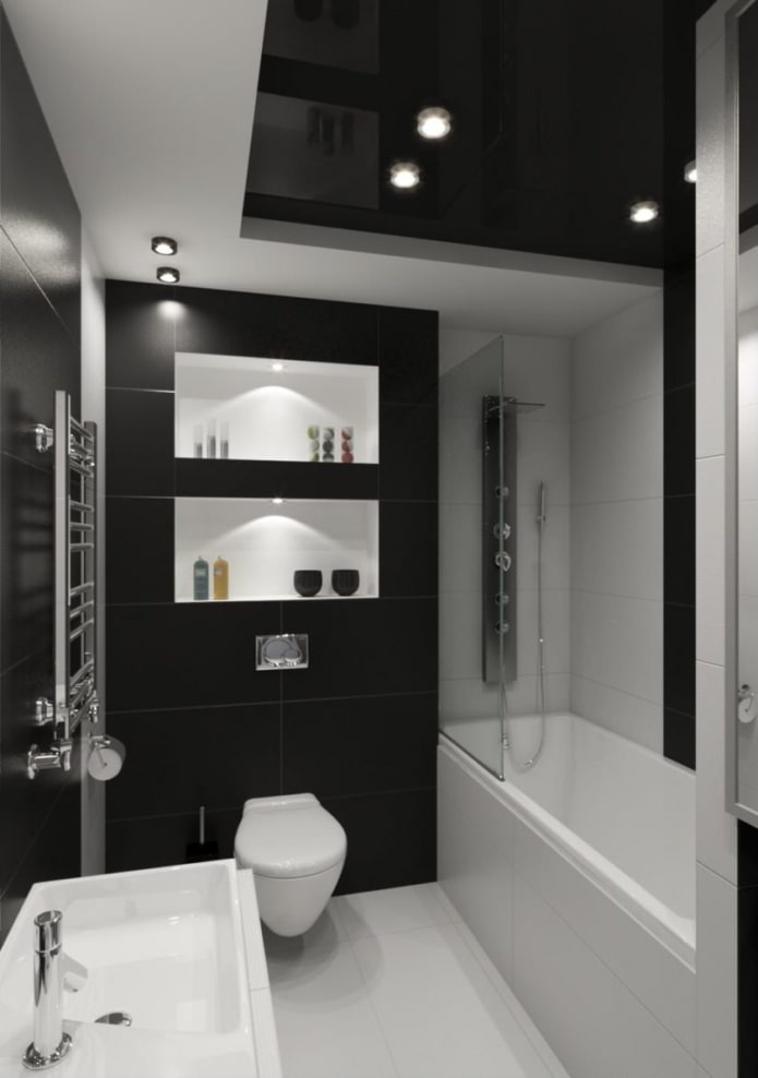 Schwarz-weißes Badezimmer