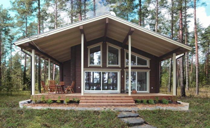 Veranda eines Hauses im skandinavischen Stil