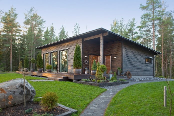 Landschaftsgestaltung des Hauses im skandinavischen Stil