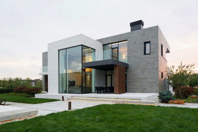 Haus mit Flachdach im High-Tech-Stil