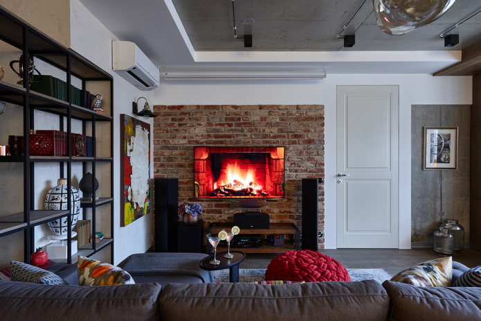 Innentüren im Wohnzimmer im Loft-Stil