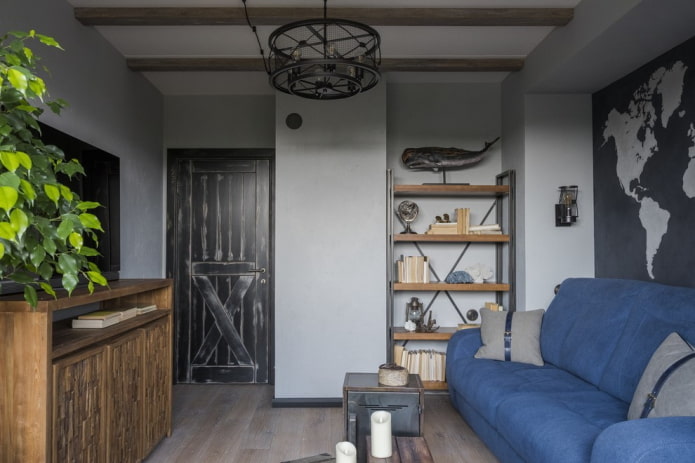Innentüren im Wohnzimmer im Loft-Stil