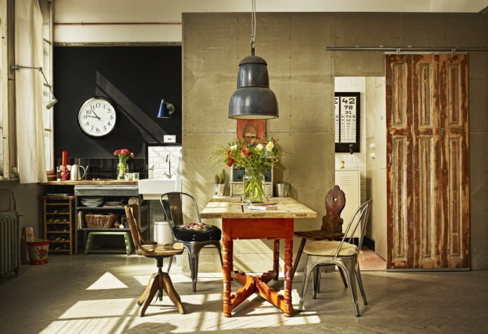 Türen in der Küche im Loft-Stil