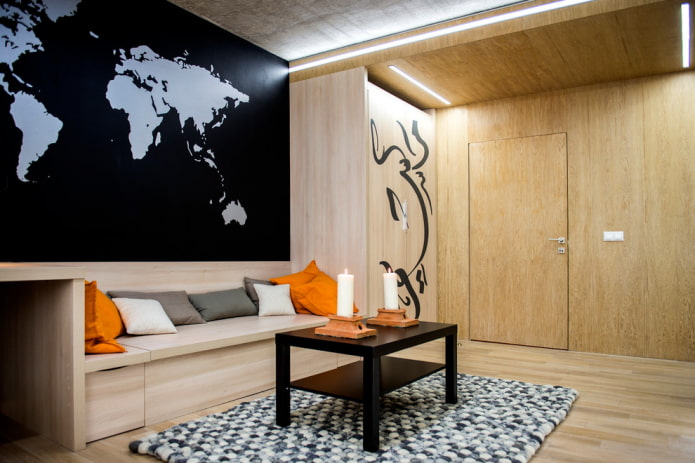 Holztür im Wohnzimmer