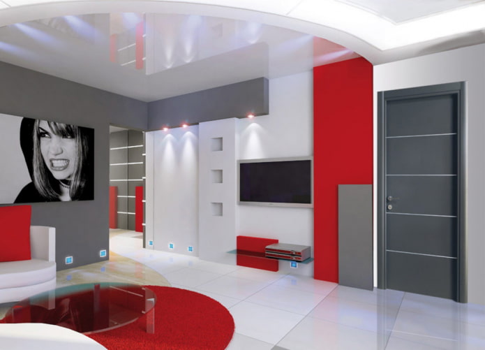 Türen im Wohnzimmer im Hightech-Stil