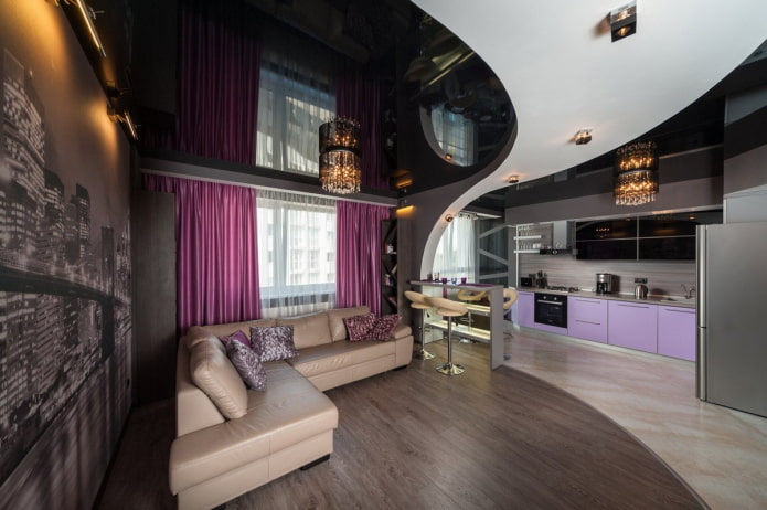 Kombinierte Decke im Wohnzimmer