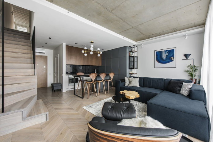 Design eines zweistöckigen Apartment-Interieurs