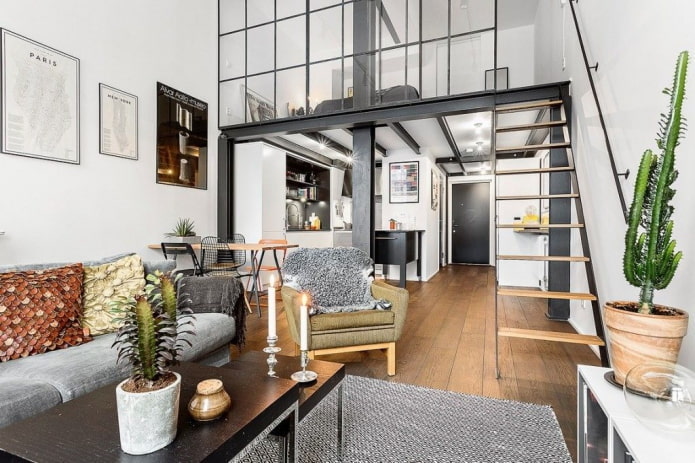 Innenarchitektur eines zweistöckigen Studios