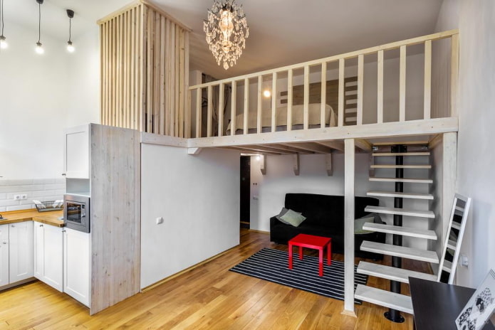 Innenarchitektur eines zweistöckigen Studios