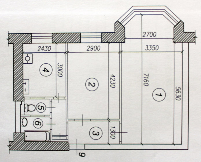 Grundriss einer 2-Zimmer-Wohnung