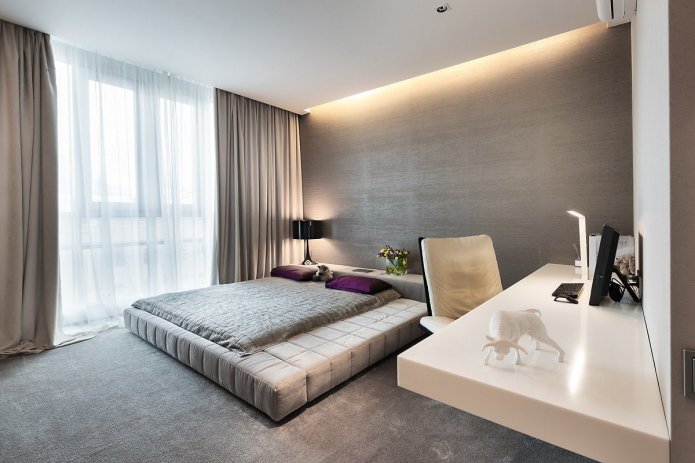 Doppelbett im minimalistischen Stil