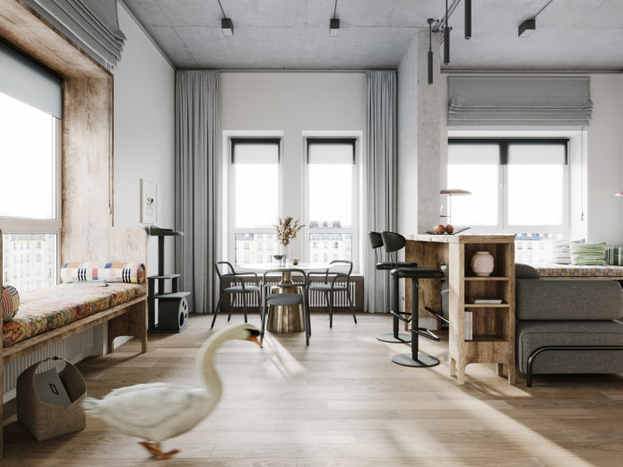 Kombination der Stile Japandi und Loft
