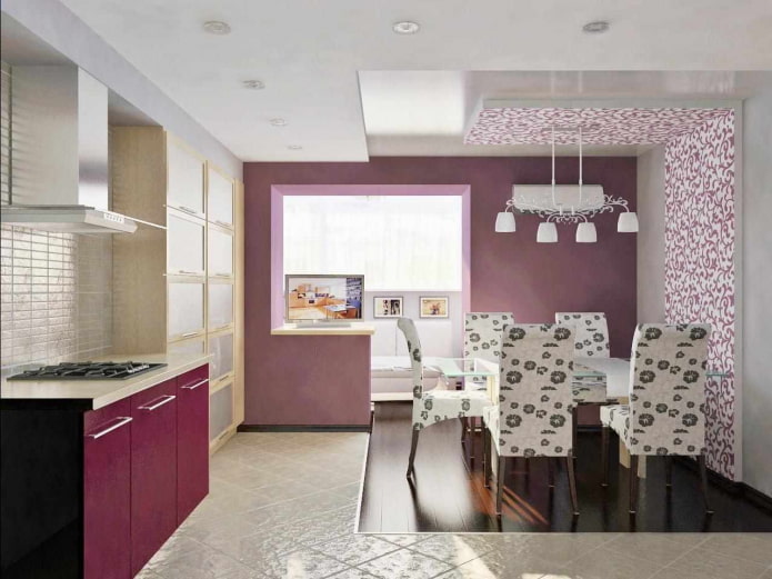 Kücheninterieur in Lilatönen
