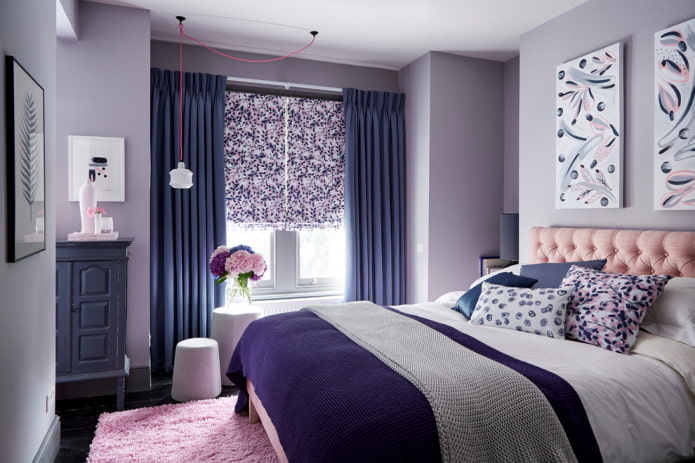 lila Schlafzimmer Innenarchitektur