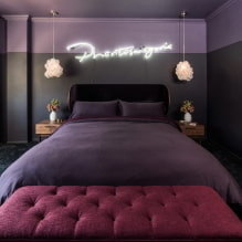 Schönes lila Schlafzimmer im Innenraum-5