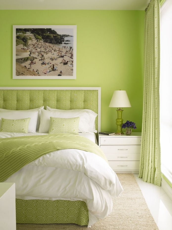 Schlafzimmer in Grüntönen