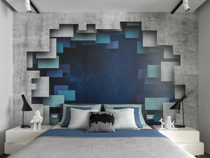 3D-Tapete im Schlafzimmer