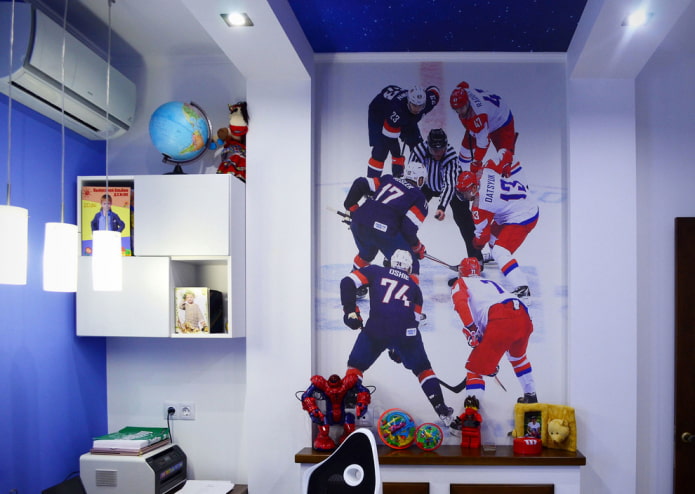 Hockey-Thema im Kinderzimmer eines Jungen