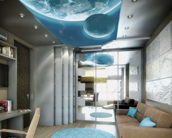 graublaue Decke mit Fotodruck