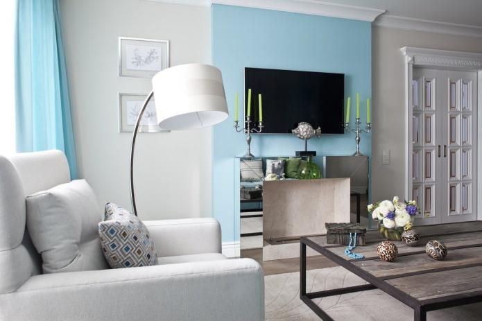 Blaue Farbe im Wohnzimmer