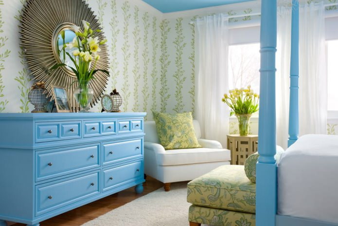 Blau-grünes Interieur