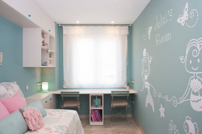 Blautöne im Interieur des Kinderzimmers