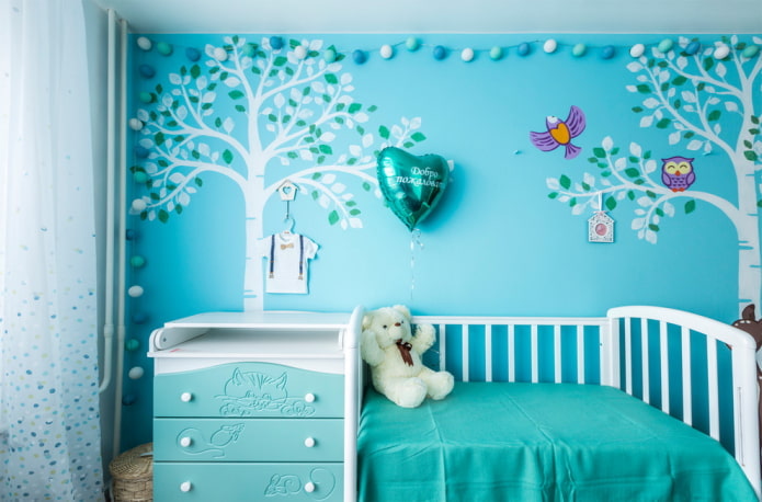 Kinderzimmer-Innenarchitektur in Blautönen