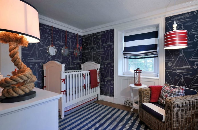 Blaues Kinderzimmer im Marine-Stil