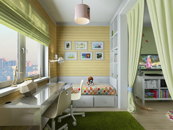 Zoneneinteilung des Kinderzimmers im Wohnzimmer