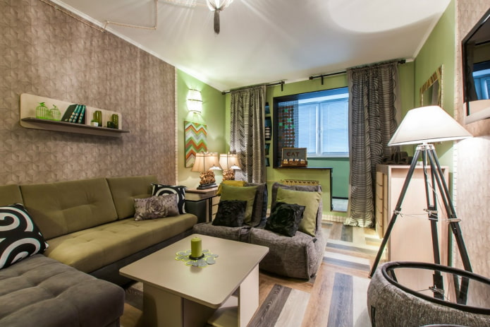 Erholungsbereich im Wohnzimmer einer Chruschtschow-Wohnung