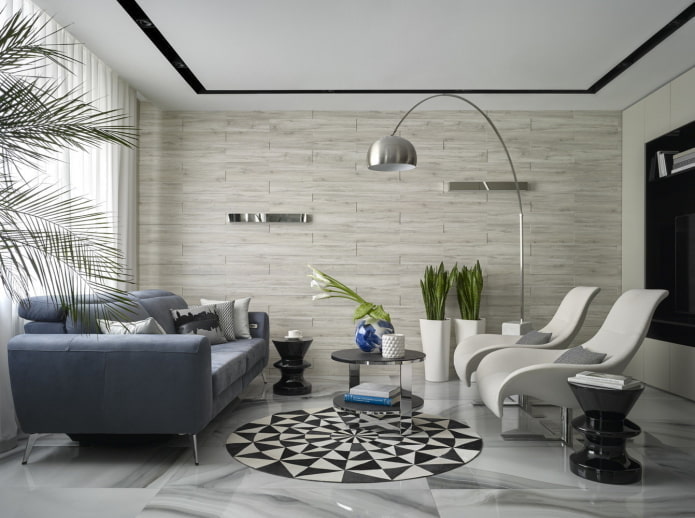 Graues Wohnzimmerinterieur