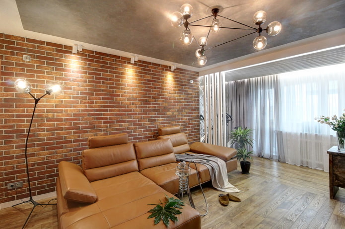 Ledersofa im Wohnzimmer