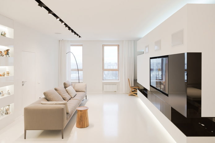 Farbschema im Wohnzimmer im minimalistischen Stil