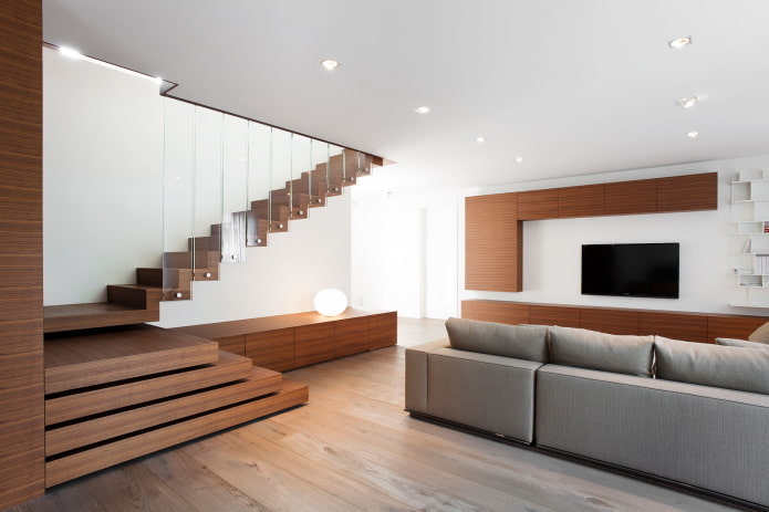 Wohnzimmer-Innenarchitektur im minimalistischen Stil