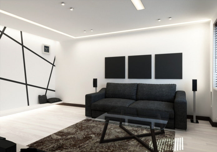 Farbschema im Wohnzimmer im minimalistischen Stil