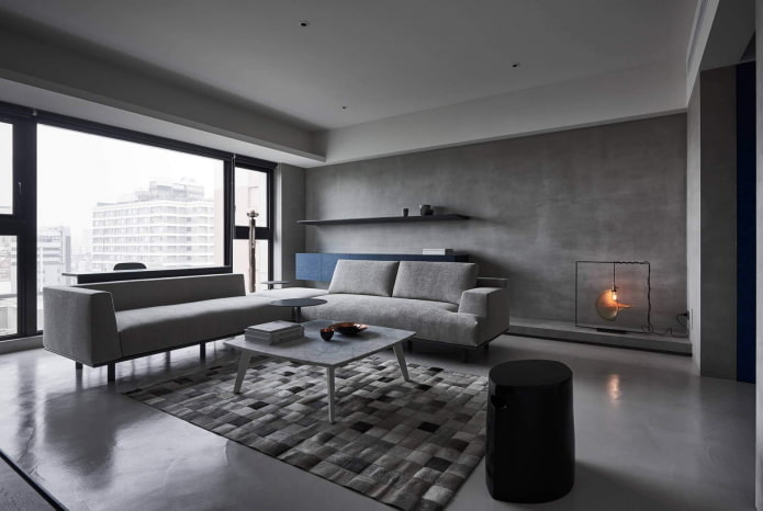Farbschema im Wohnzimmer im minimalistischen Stil