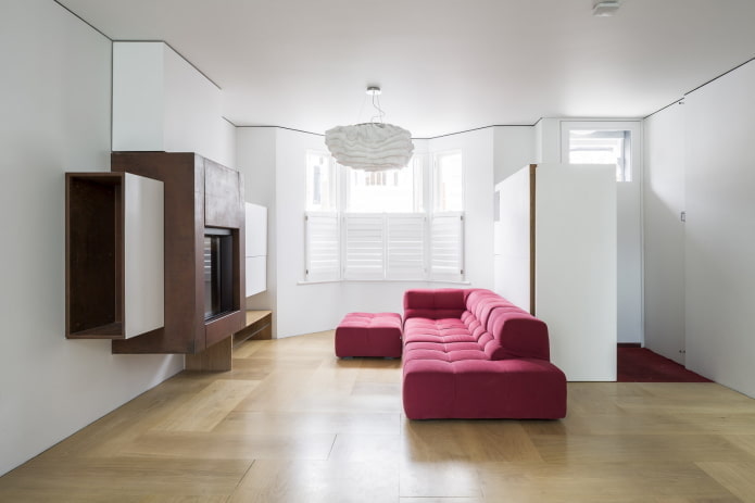 Wohnzimmer-Innenarchitektur im minimalistischen Stil