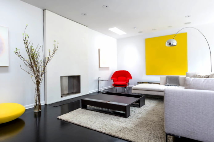 Wohnzimmer-Innenarchitektur im minimalistischen Stil