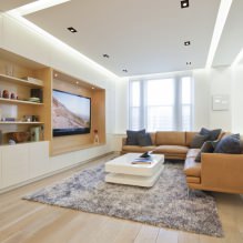Wohnzimmergestaltung in hellen Farben: Auswahl von Stil, Farbe, Verarbeitung, Möbeln und Vorhängen-3
