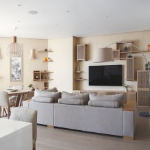 Wohnzimmergestaltung in hellen Farben: Auswahl von Stil, Farbe, Dekoration, Möbeln und Vorhängen-7