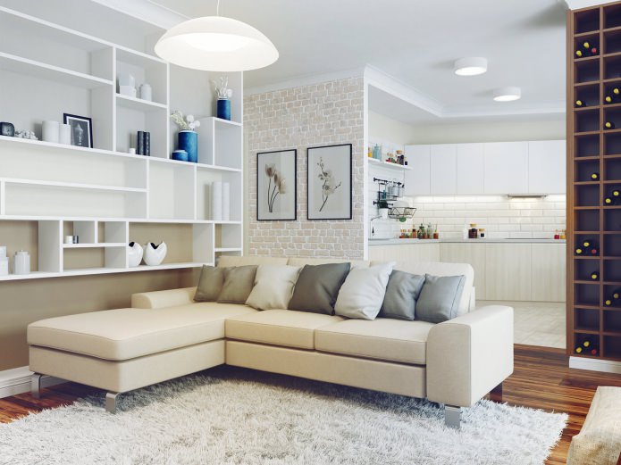 Foto eines Ecksofas im Wohnzimmer