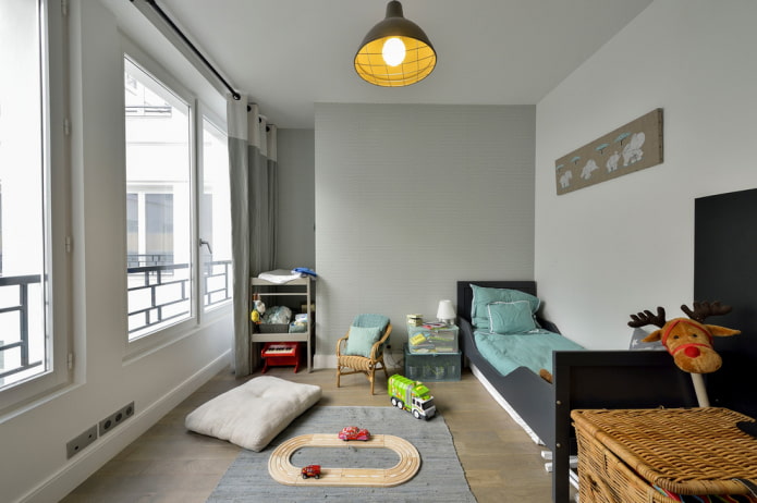 Hellgraues Kinderzimmerdesign