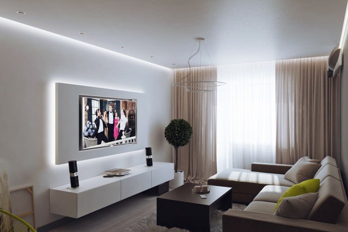 Wohnzimmer in einer 50 Quadratmeter großen Zweizimmerwohnung