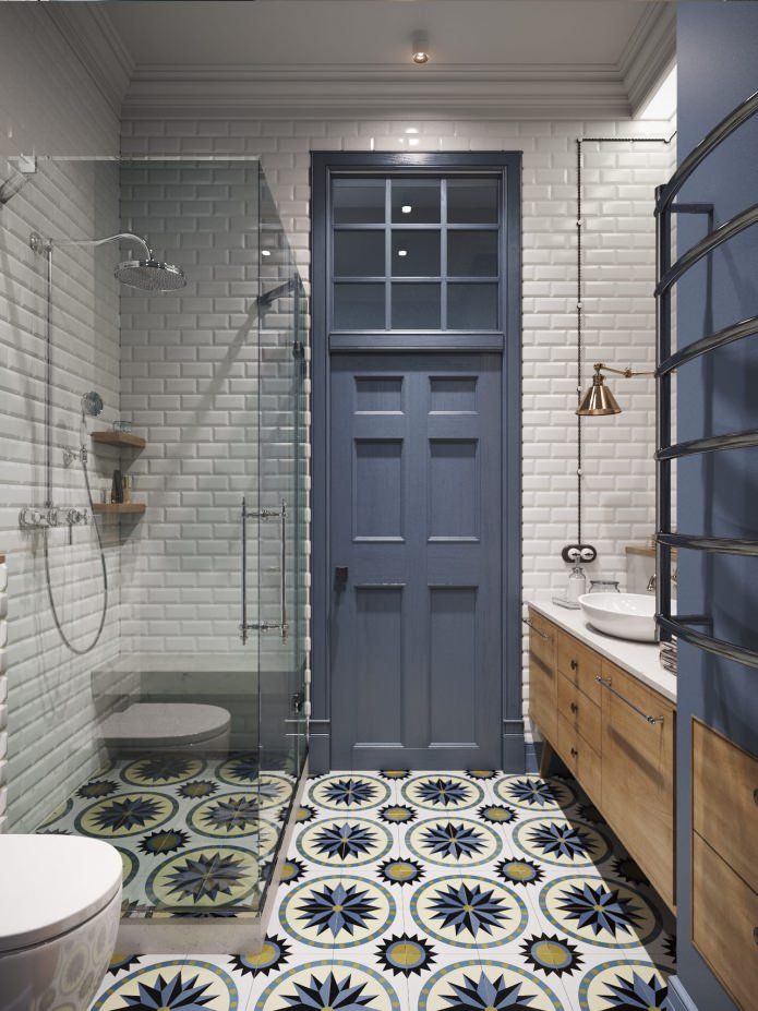 Badezimmer im Designprojekt einer 100 m² großen Wohnung.