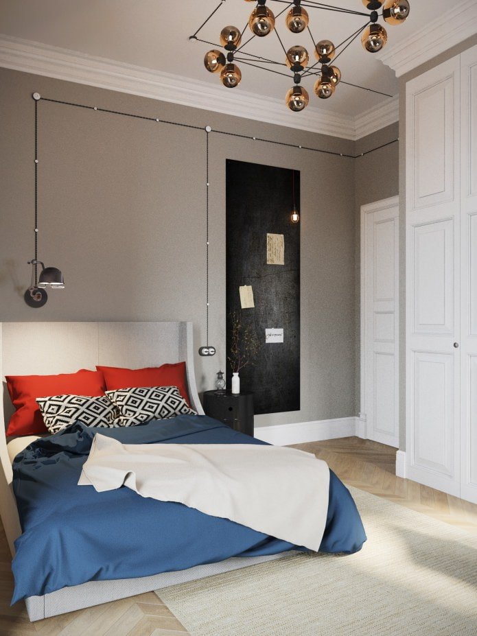 Schlafzimmer im Designprojekt einer 100 m² großen Wohnung.